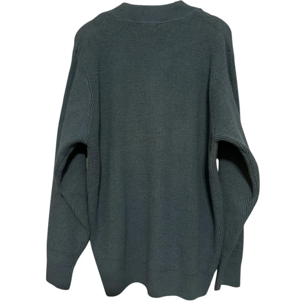 LL Bean Vintage Men’s Size L Blue Button Henley Long Sleeve Heavy Casual Sweater